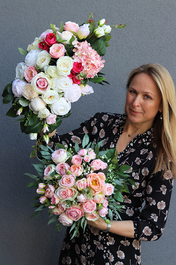 Monett, gustowna kompozycja w lustrzanej donicy, wym.24x45cm