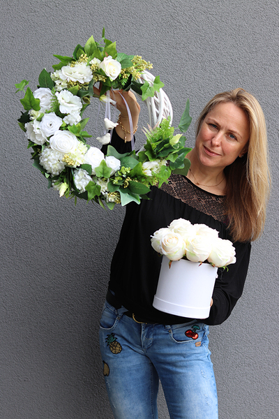 dekoracyjny wianek White Hellia, śr.40cm