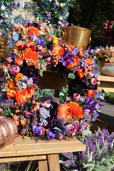 atrakcyjny kwiatowy wianek, Jesienna Harmonia, śr.57cm 