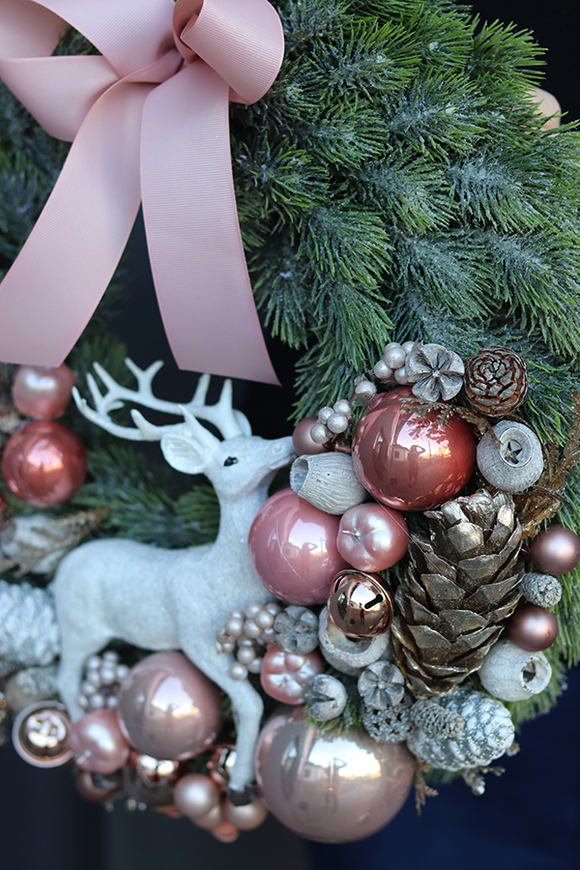 świąteczny wianek, Biały Jeleń, śr. 40cm