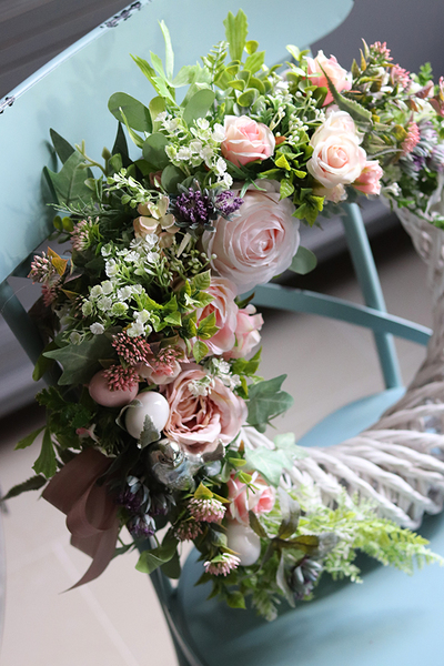 atrakcyjny wielkanocny wianek, Pastellova, śr.45cm