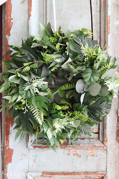 Green Leaves, zielony wianek na drzwi, śr.40cm