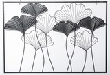 Ginko Glamour, srebrny decor ścienny z miłorzębem, wym.70x100x2.5cm