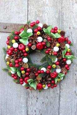 Familijny, świąteczny wianek / dekoracja, śr.27 cm