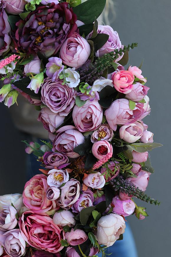 Bella Jesienna 3, duży kwiatowy wianek na drzwi, śr.63cm