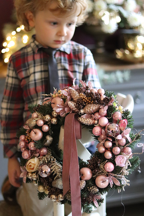 Słodkie Boże Narodzenie, świąteczny wianek na drzwi stroik na stół, śr.30cm