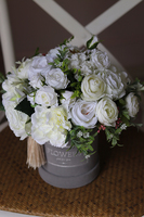 Temina, szary welurowy flowerbox z chwostem, wys.18cm 