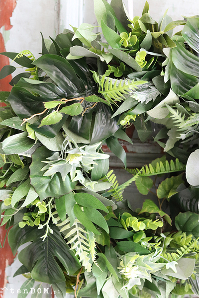 Green Leaves, zielony wianek na drzwi, śr.40cm