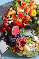 dekoracyjny wianek z owocami, Tęczowe Montello, śr.40cm  