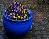 okrągła kobaltowa donica, Viet, wym.28x16cm