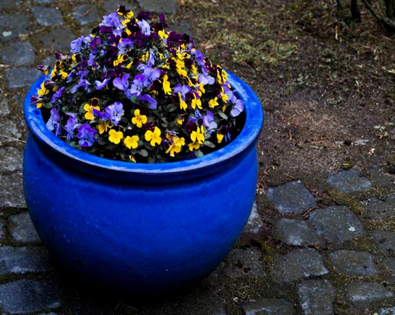 okrągła kobaltowa donica, Viet, wym.28x16cm