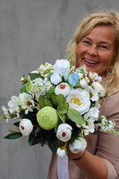 bukiet / kwiatowa kompozycja Niebieski Ptak, wys.25cm