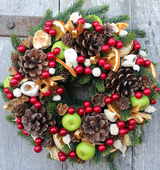 Karminowe Kulki, świąteczny wianek / dekoracja, śr.27cm