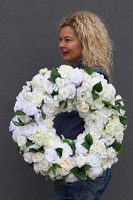 bardzo duży wianek / wieniec na drzwi w bieli, Mera, śr.50cm  