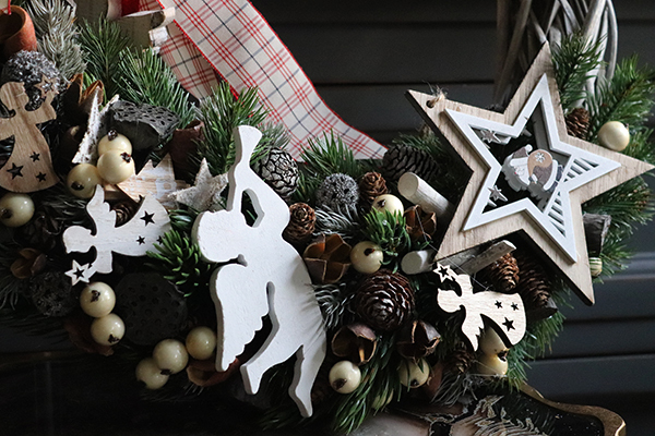 Anioł Gella, wianek / stroik dekoracyjny, śr.42cm  