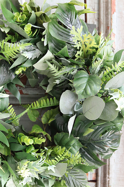 Green Leaves, zielony wianek na drzwi, śr.40cm