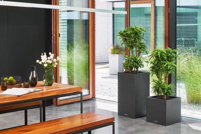 Canto Stone Kolumna, elegancka donica z nawadnianiem, grafit, wym.56x30cm