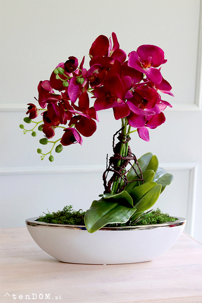 Kimatto Laos, fioletowy sztuczny storczyk w białej donicy, wys.55cm 