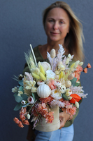 Ruggia, flowerbox welurowy z suszem, wys.32cm