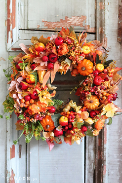 Jesienna Królowa, wianek na drzwi, śr.38cm