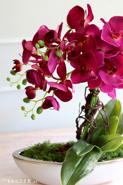 Kimatto Laos, fioletowy sztuczny storczyk w białej donicy, wys.55cm 