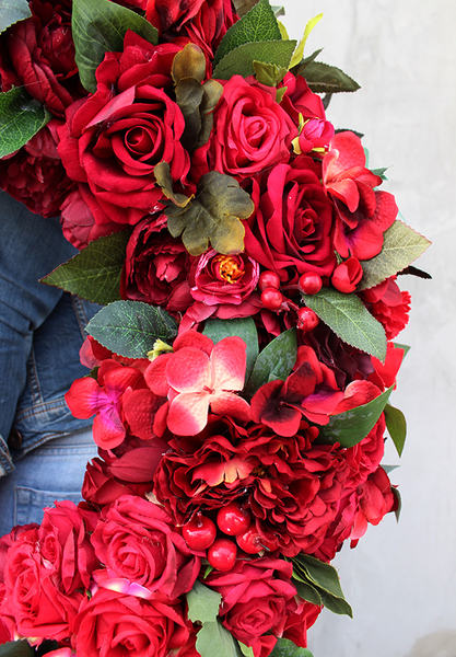 bardzo duży wianek do dekoracji, Czerwień Modern, śr.72cm