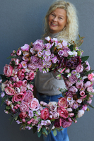 Bella Jesienna 3, duży kwiatowy wianek na drzwi, śr.63cm