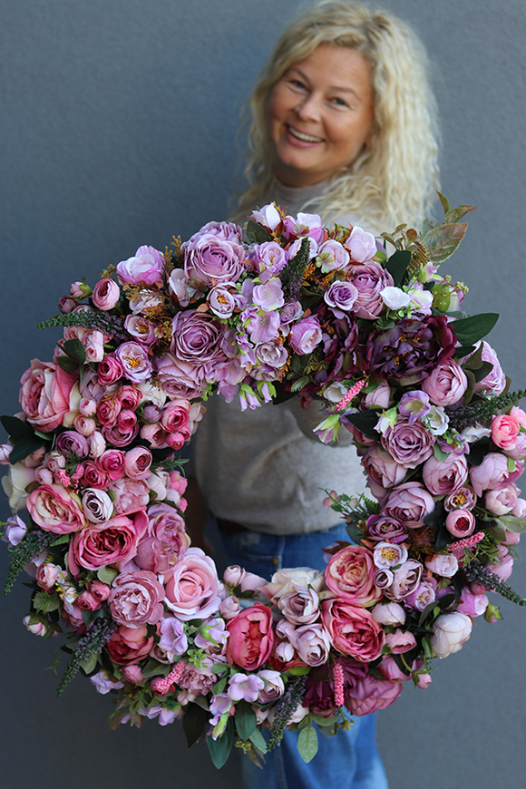 Bella Jesienna 3, duży kwiatowy wianek na drzwi, śr.63cm