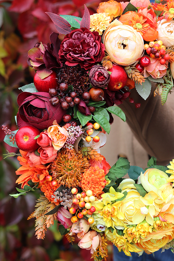 Jesienne Marzenie, radosny tęczowy wianek, śr.45cm 