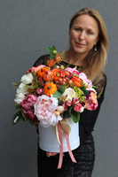 Autumn Pumpkin, flowerbox jesienny z dyniami, wys.38cm