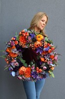 atrakcyjny kwiatowy wianek, Jesienna Harmonia, śr.57cm 
