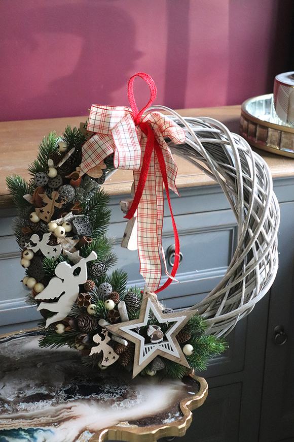 Anioł Gella, wianek / stroik dekoracyjny, śr.42cm  