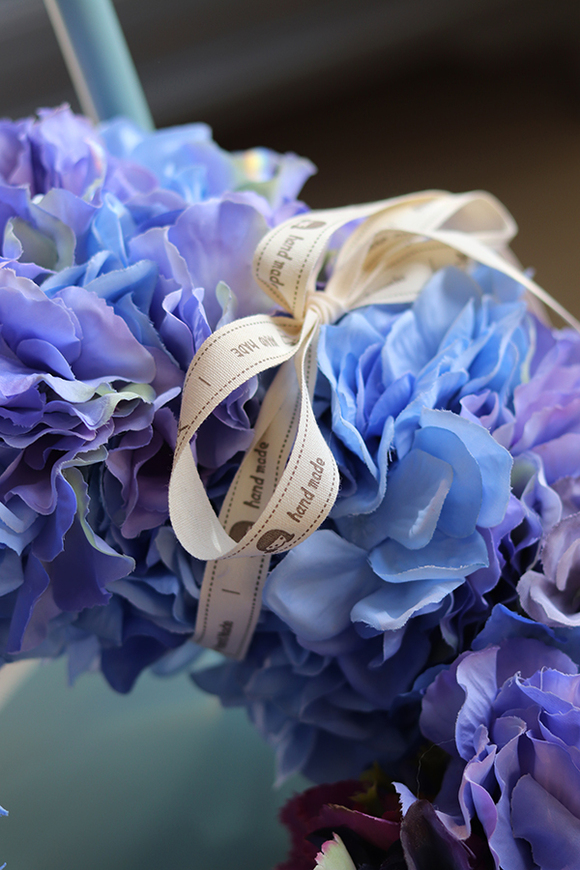 Blue Motion, bogaty wianek z hortensji, śr.39cm