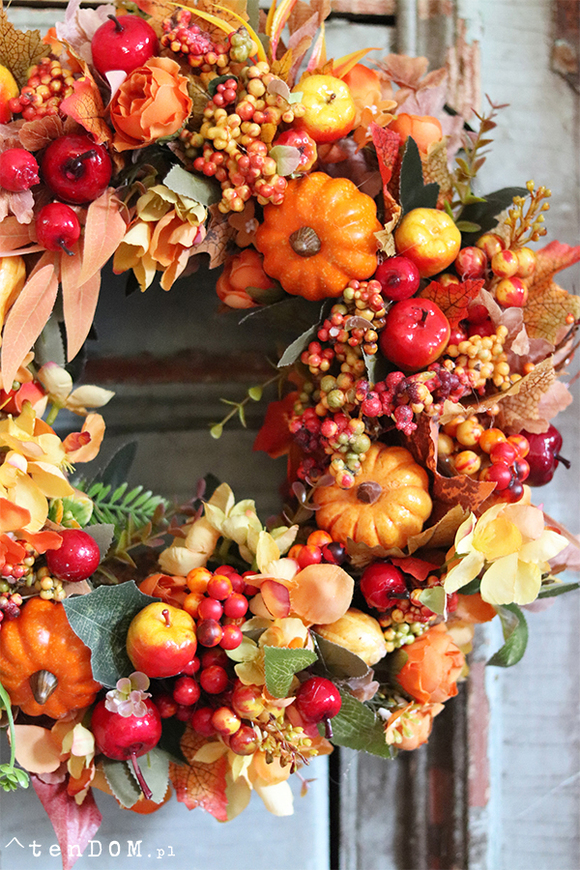 Jesienna Królowa, wianek na drzwi, śr.38cm