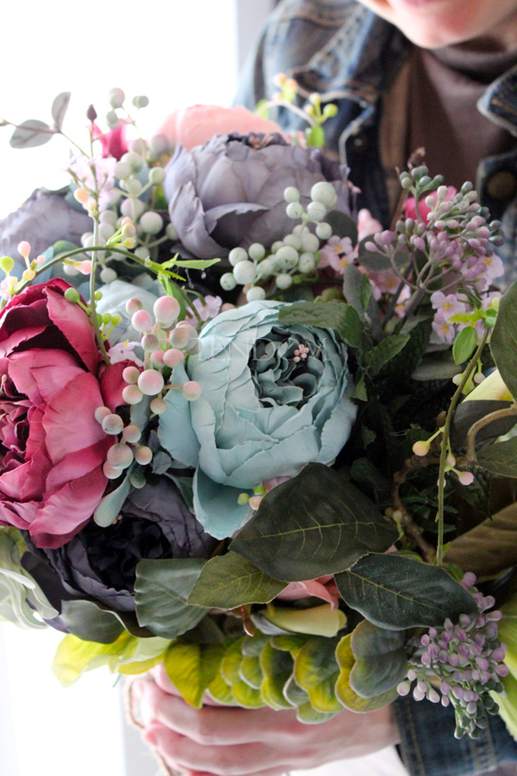 bukiet mieszanych, sztucznych kwiatów Saba, wys.40cm