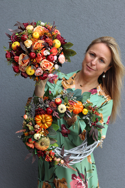 komplet dekoracji jesiennych 2 szt., kosz & wianek, Jesienny Optymizm  