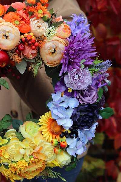 Jesienne Marzenie, radosny tęczowy wianek, śr.45cm 