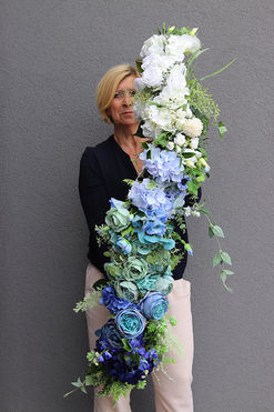 biało - niebieska kwiatowa girlanda Morska Fala, dł.150cm