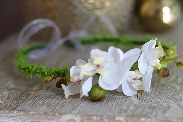 Alexis, kwiatowy wianek na głowę z orchideą, rozmiar uniwersalny