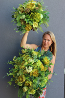 Janina Green & Gold, kompozycja z zielonych kwiatów, kpl.2szt 