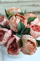 beżowy welurowy flowerbox z piwoniami, Severna Big New, wys.29cm