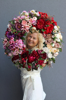 Bella Jesienna Bordo, kwiatowy wianek na drzwi, śr.52cm  