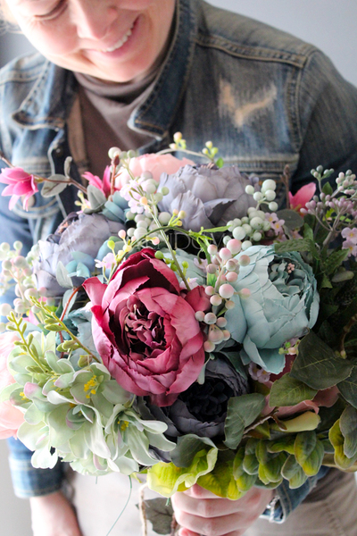 bukiet mieszanych, sztucznych kwiatów Saba, wys.40cm