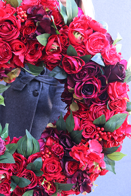 bardzo duży wianek do dekoracji, Czerwień Modern, śr.72cm