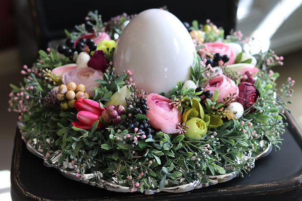 Pullano, wielkanocna kompozycja / stroik na talerzu, śr.32cm