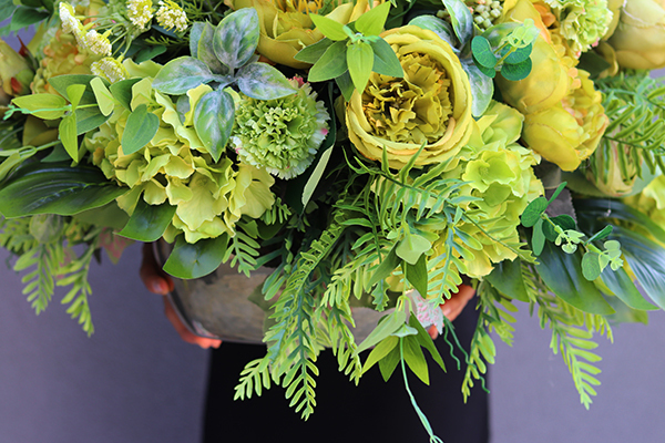 Janina Green & Gold, kompozycja z zielonych kwiatów, kpl.2szt 