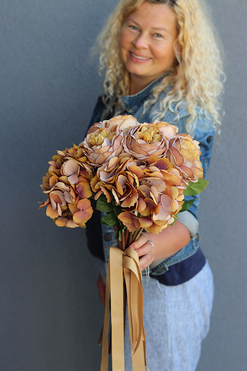 piaskowy bukiet róż i hortensji, Rosallia Sand, dł.52cm