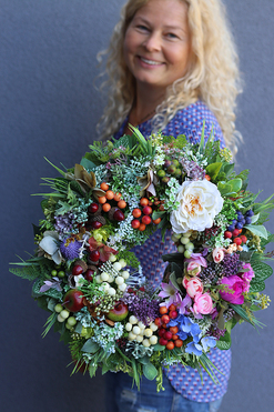 barwny wianek Biały Kwiat Fruito, śr.38cm