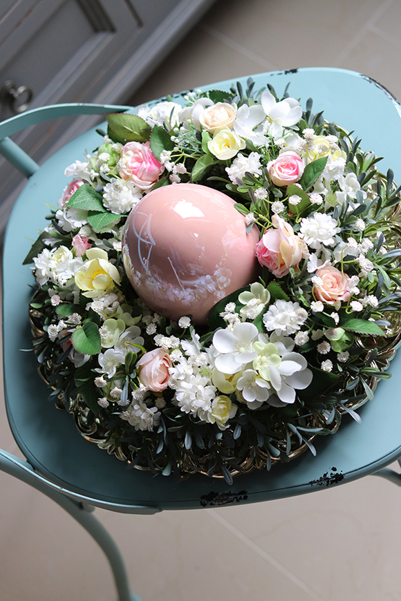 Easteria Allegra, wielkanocny stroik na talerzu z jajem, śr.33cm