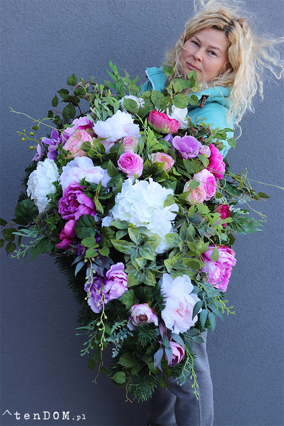 elegancka wiązanka nagrobna, Belloni, dł.100cm